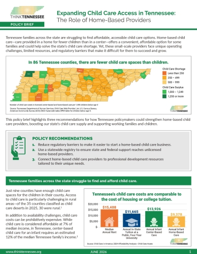 cover image expanding child care access in tn role of home based providers - Think Tennessee