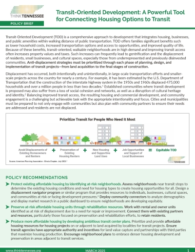 cover image transit oriented development brief - Think Tennessee