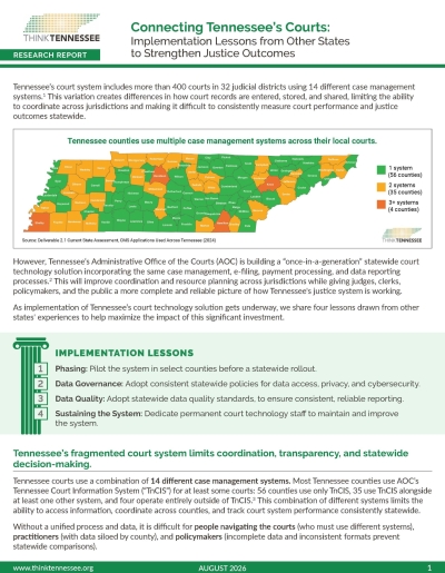 cover image connecting tennessees courts report thinktn august 2026 - Think Tennessee