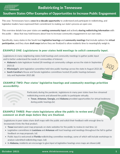 redistricting in tennessee southern states offer examples of opportunities to increase public engagement page 1 - Think Tennessee